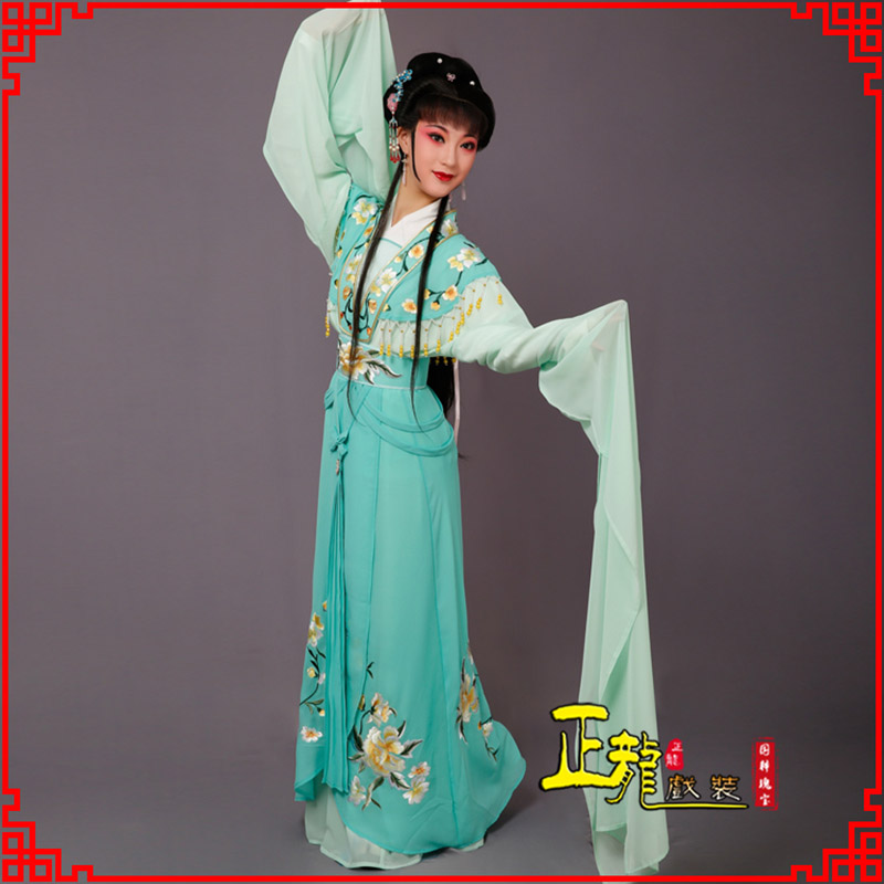 船营青衣水袖戏服演出服 云肩花旦衣